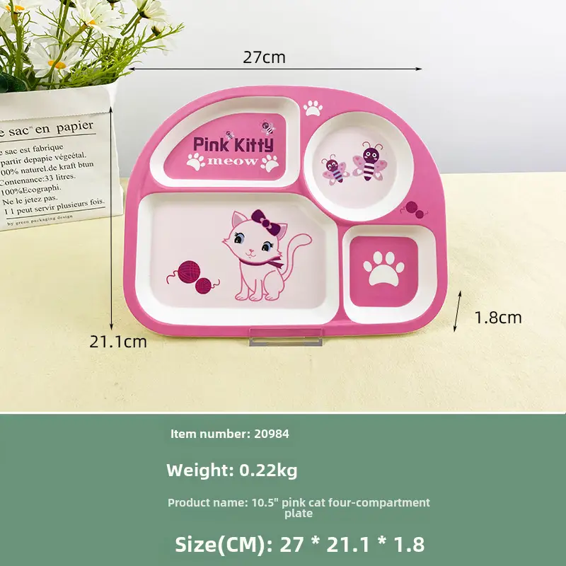 Children's Cartoon Bowl Set 5-Piece Melamine Bamboo Fiber