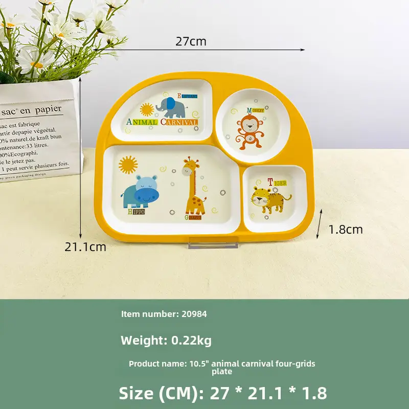 Children's Cartoon Bowl Set 5-Piece Melamine Bamboo Fiber