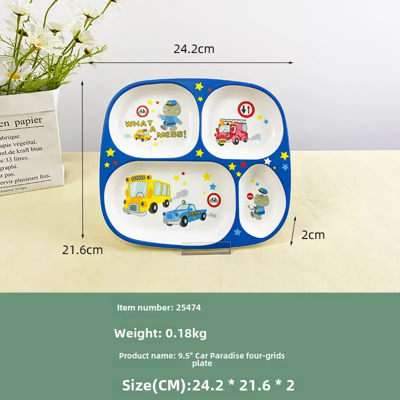 Children's Cartoon Bowl Set 5-Piece Melamine Bamboo Fiber