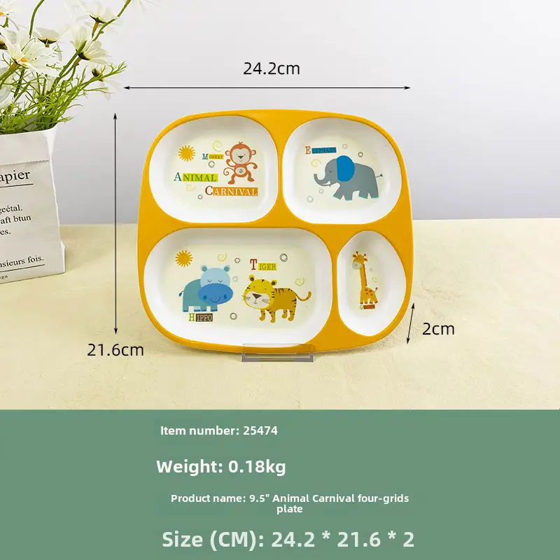 Children's Cartoon Bowl Set 5-Piece Melamine Bamboo Fiber