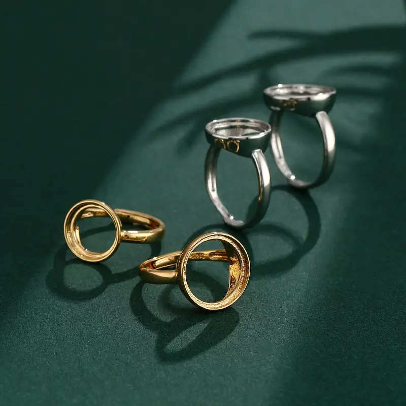 Glossy Gold Ring Bracket 12x12mm High-end Fashion - Image 27