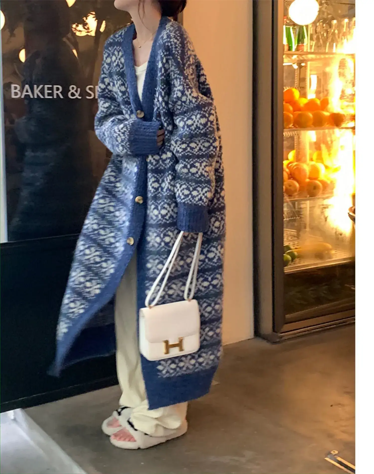 Women Long Knitted Ethnic Sweater Jacket Large — feature 1