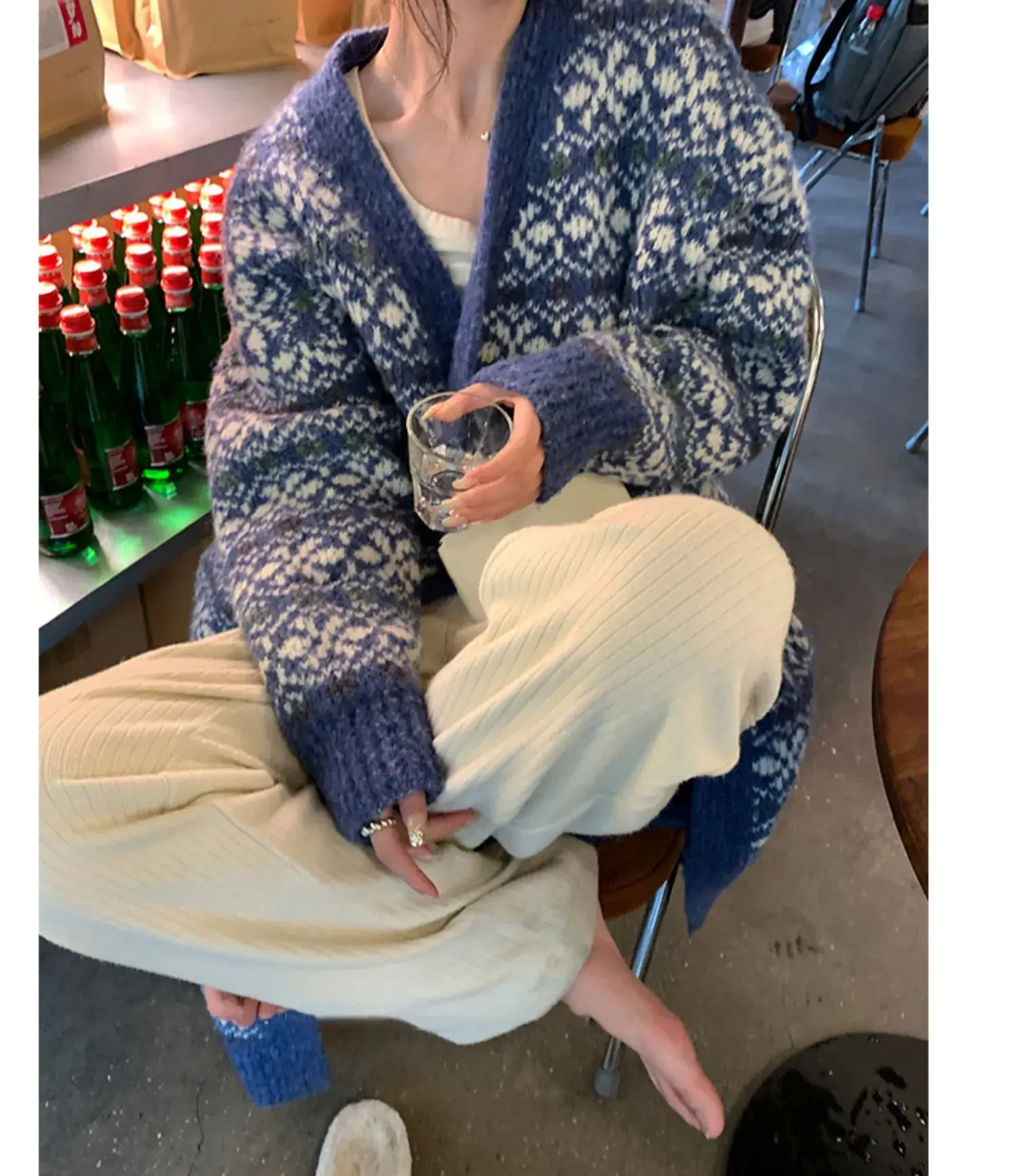 Women Long Knitted Ethnic Sweater Jacket Large — feature 2