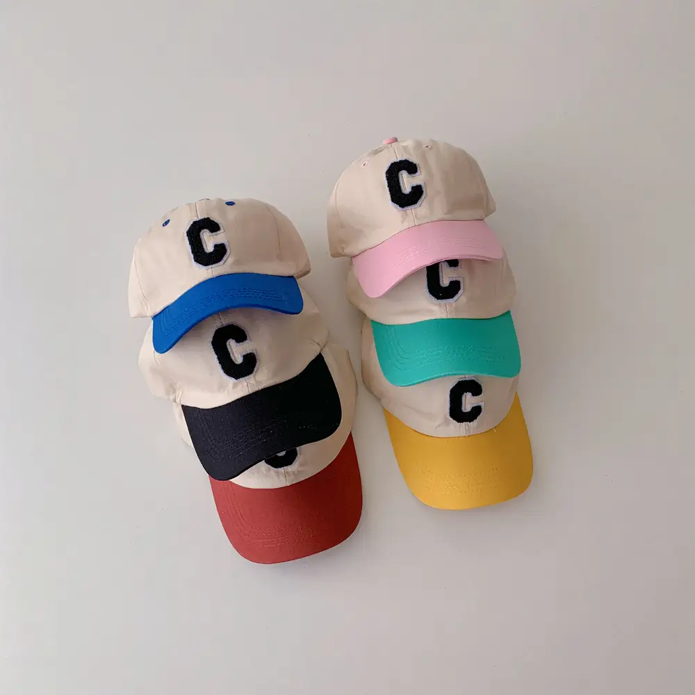 INS Baby Boys Girls C Letter Cap Teal Beige