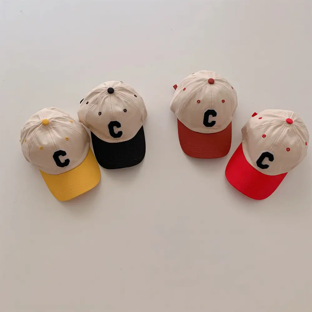 INS Baby Boys Girls C Letter Cap Teal Beige