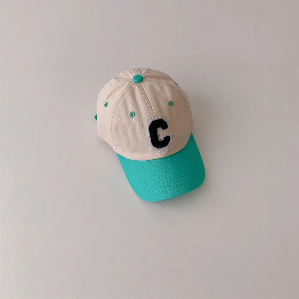 INS Baby Boys Girls C Letter Cap Teal Beige