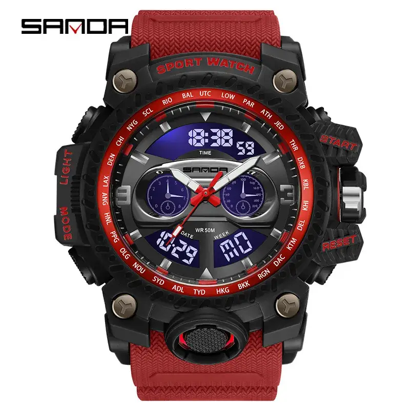 Sanda 3153 Multi-functional Sport Watch Black White - Image 15