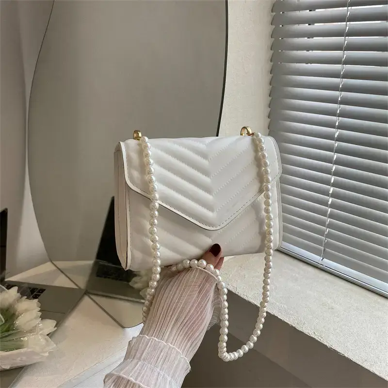 Pink Pearl Chain Messenger Bag for Women - Image 7