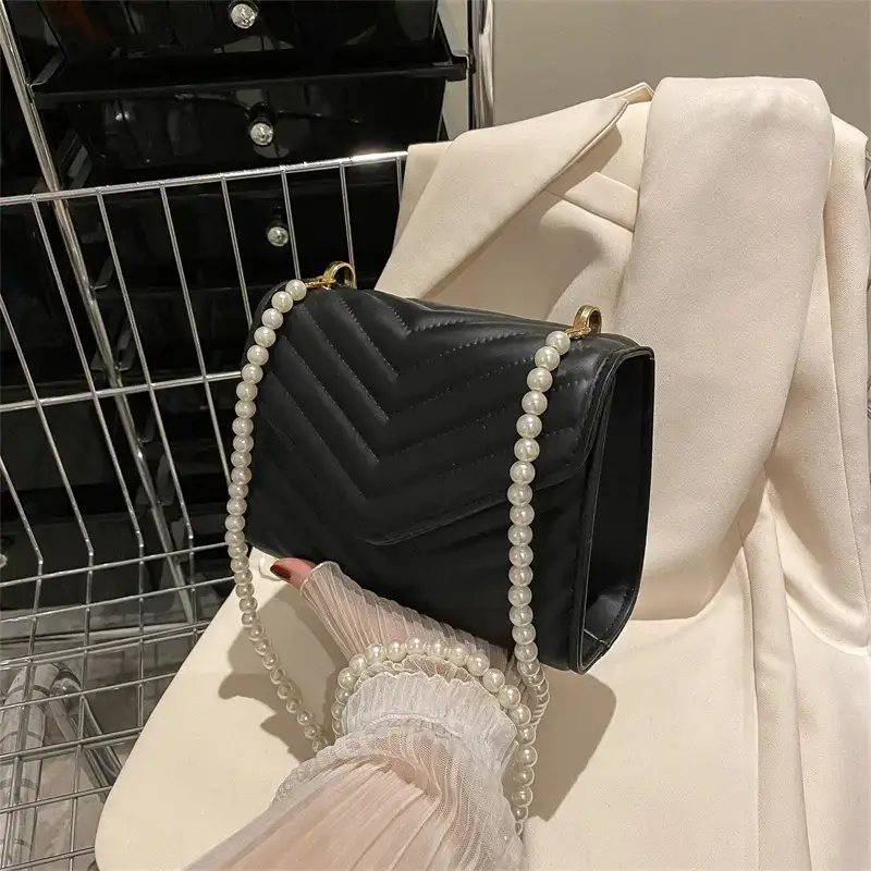 Pink Pearl Chain Messenger Bag for Women - Image 8