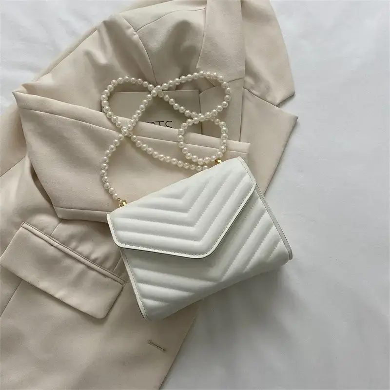 Pink Pearl Chain Messenger Bag for Women - Image 2