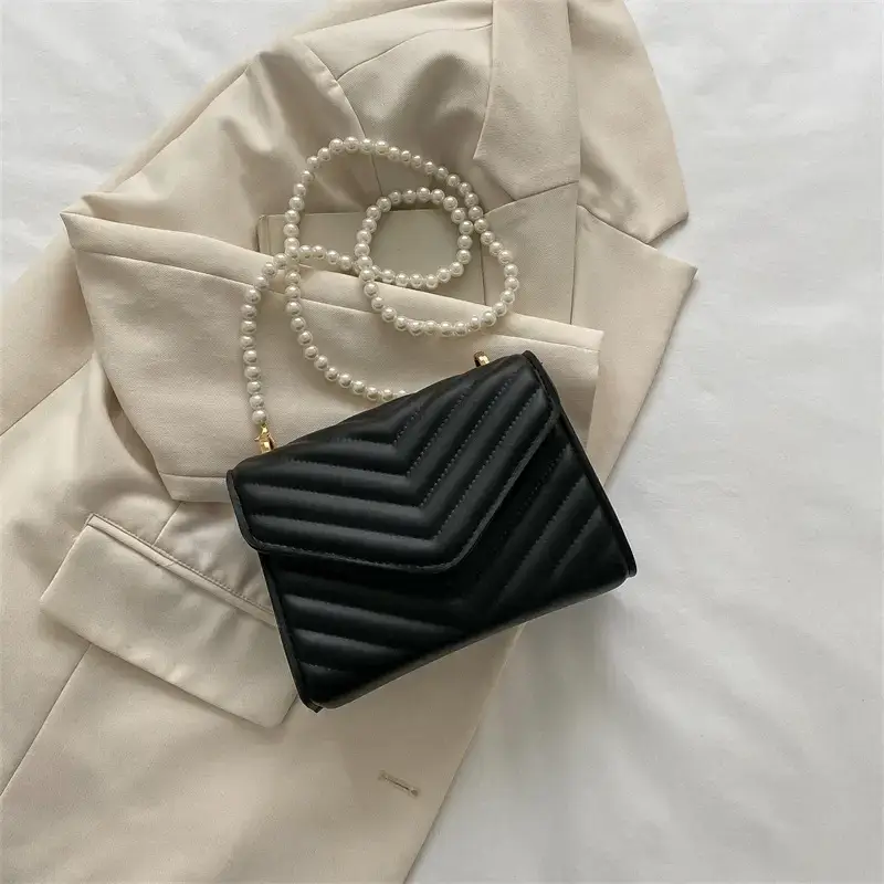 Pink Pearl Chain Messenger Bag for Women - Image 3