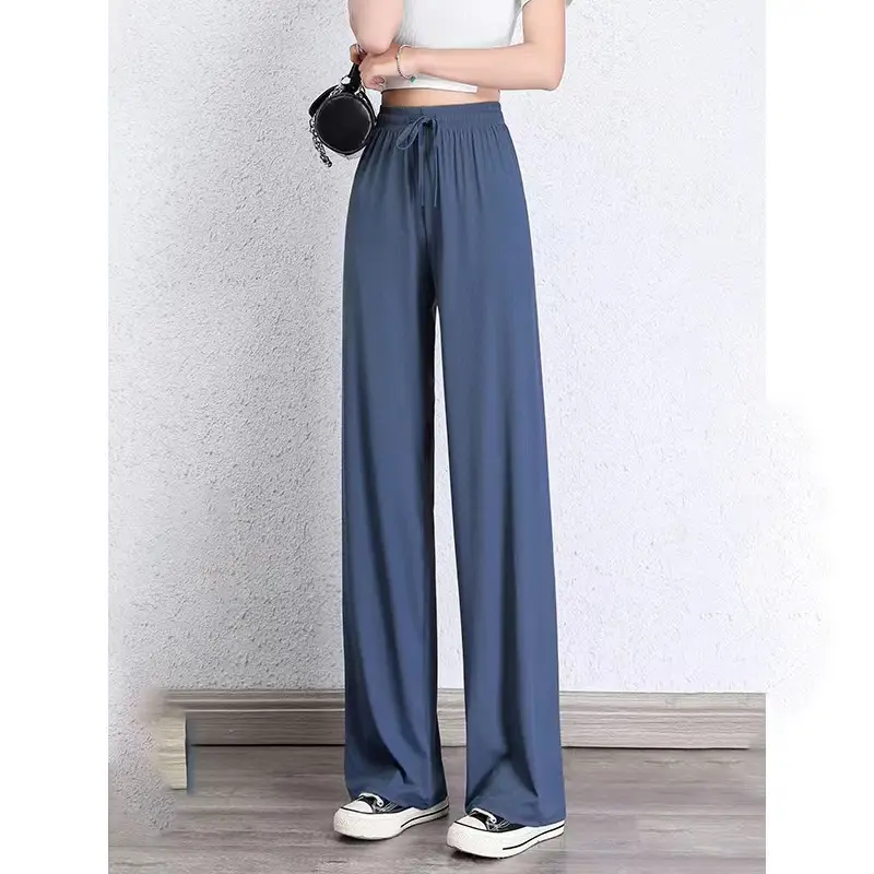 Women Ice Silk Wide Leg Pants Summer Cool Sun Protection - Image 5