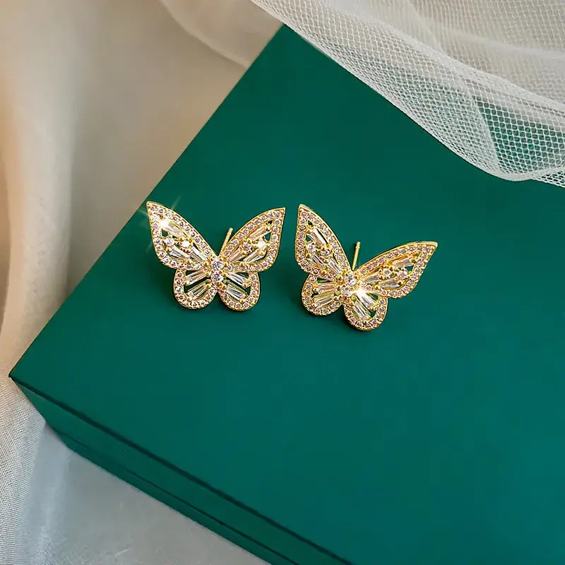 Sparkling Zircon Butterfly Earrings for Women