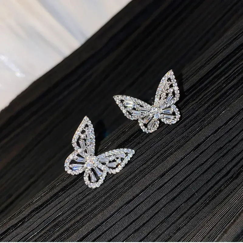 Sparkling Zircon Butterfly Earrings for Women