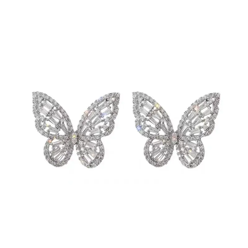 Sparkling Zircon Butterfly Earrings for Women