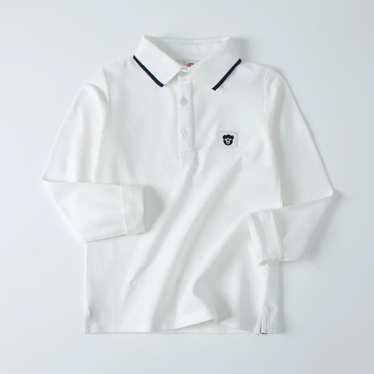 Children's Cotton Polo Shirt 2023 Spring Autumn Light Blue Pink White - Image 3
