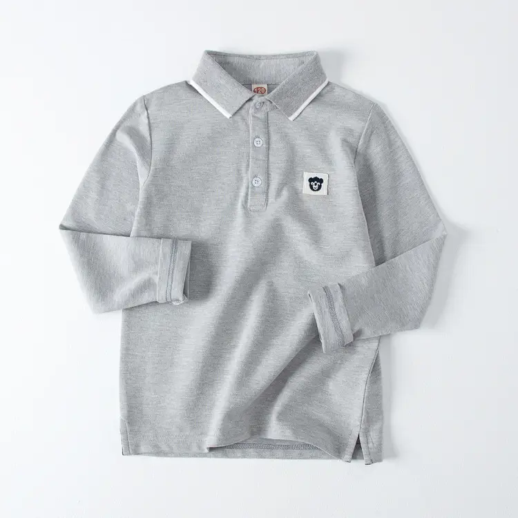 Children's Cotton Polo Shirt 2023 Spring Autumn Light Blue Pink White - Image 4