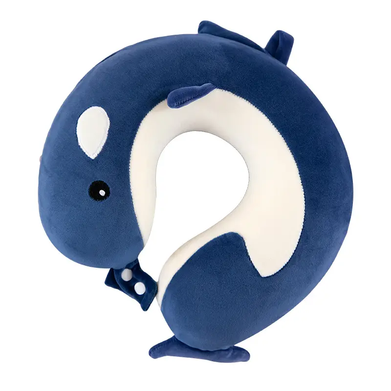 Memory Foam Neck Pillow Cartoon Animal Blue White - Image 17