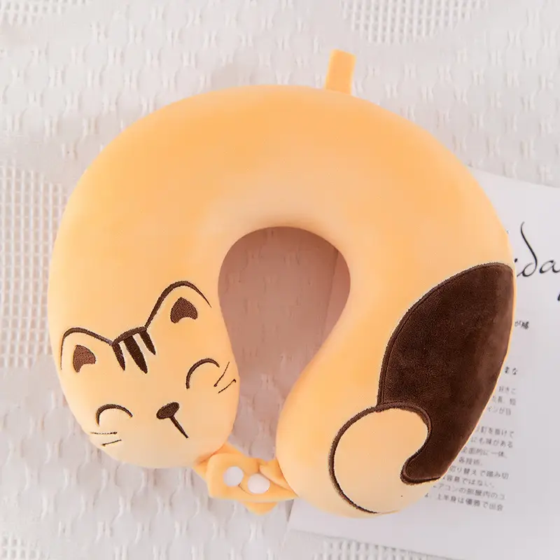 Memory Foam Neck Pillow Cartoon Animal Blue White - Image 2