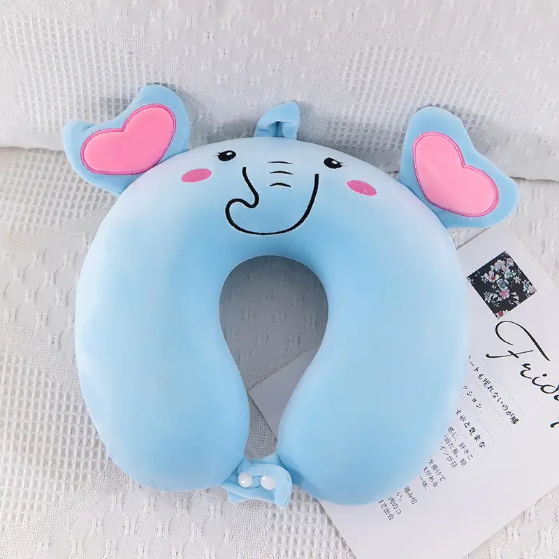 Memory Foam Neck Pillow Cartoon Animal Blue White - Image 4