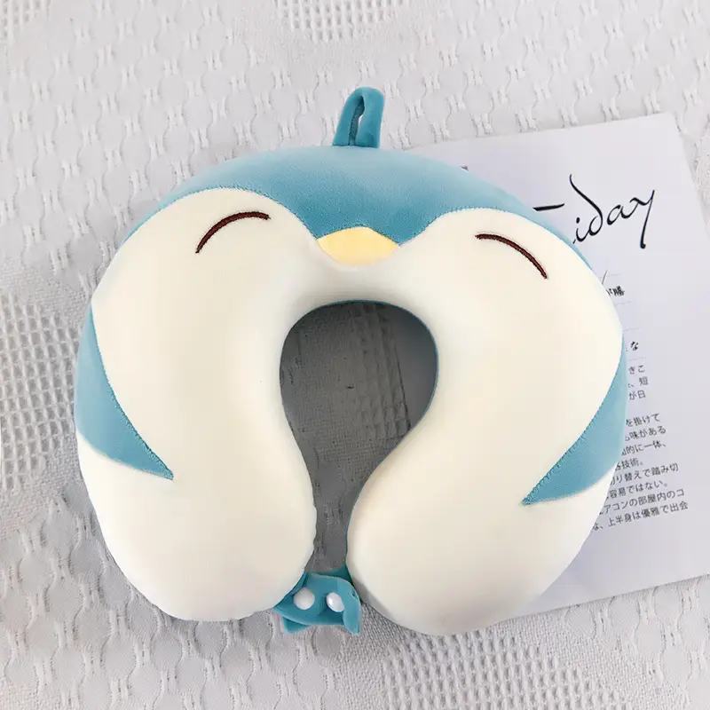 Memory Foam Neck Pillow Cartoon Animal Blue White - Image 5