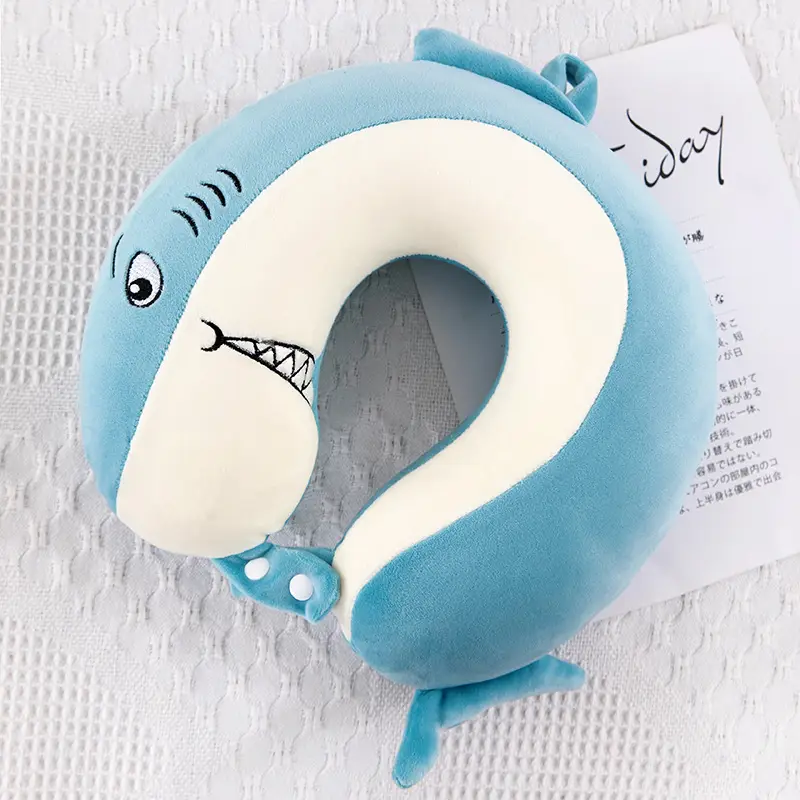 Memory Foam Neck Pillow Cartoon Animal Blue White - Image 6
