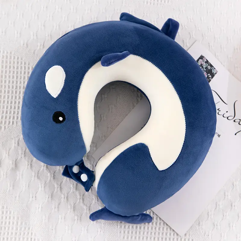 Memory Foam Neck Pillow Cartoon Animal Blue White - Image 7
