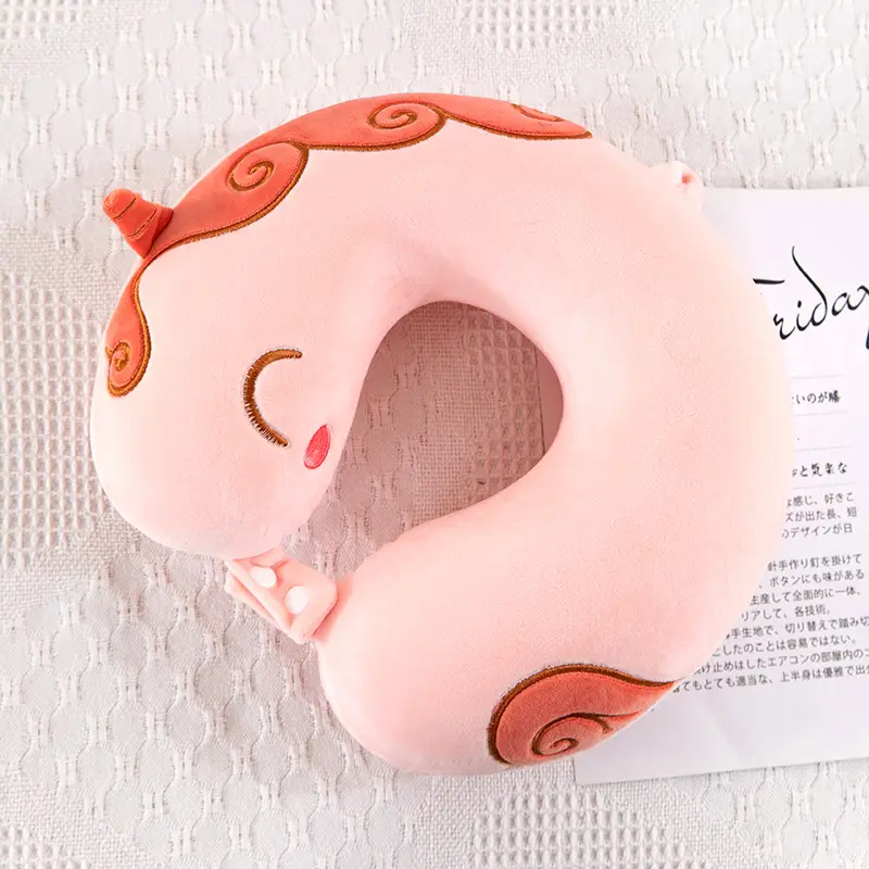 Memory Foam Neck Pillow Cartoon Animal Blue White - Image 8