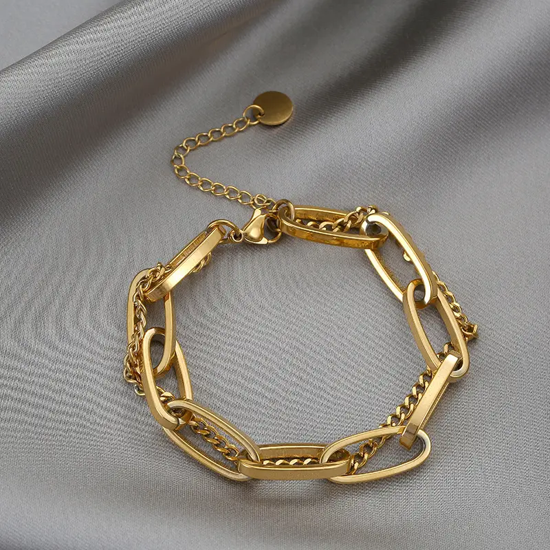 Wen Jian Gold Plated Double Layer Bracelet Women - Image 3