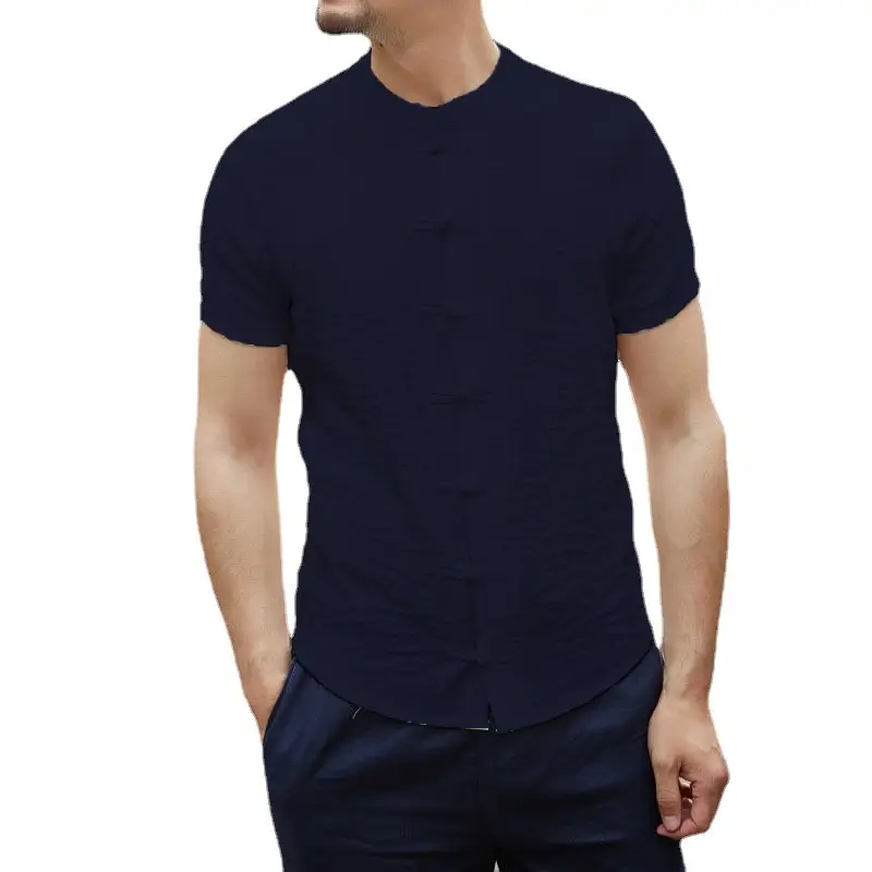 Men Button Collar Thin Slim Fit White Shirt 2025 - Image 12