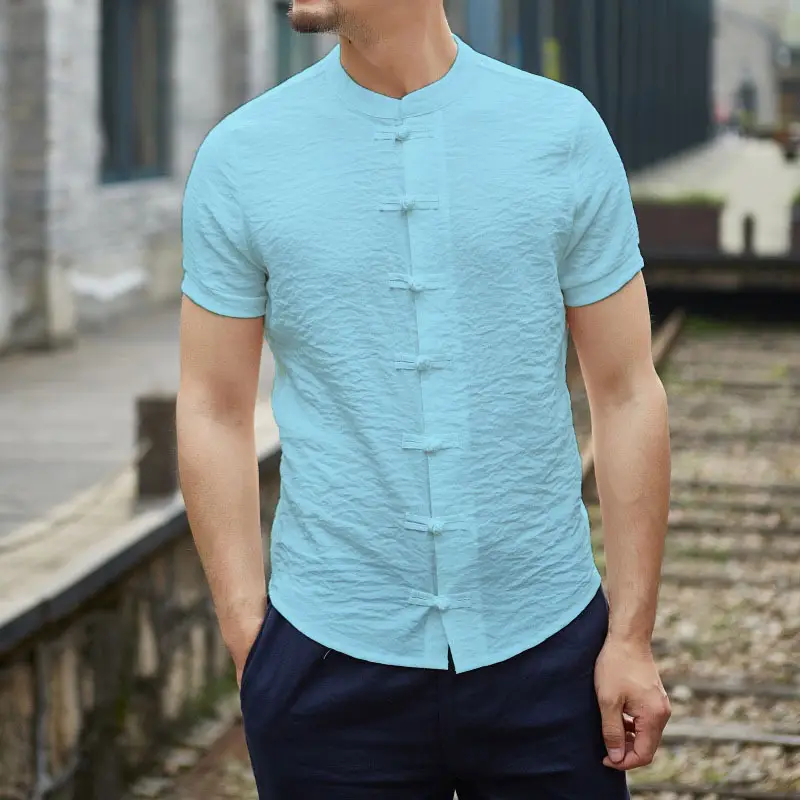 Men Button Collar Thin Slim Fit White Shirt 2025 - Image 7