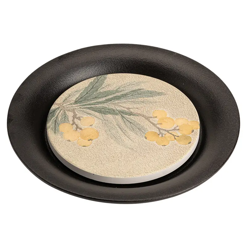 Black Chengguo Tea Tray with 2 Cups - Image 15