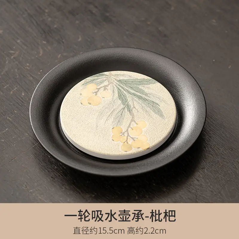 Black Chengguo Tea Tray with 2 Cups - Image 10