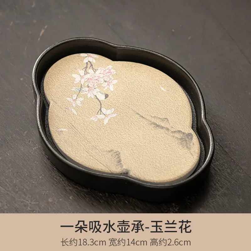 Black Chengguo Tea Tray with 2 Cups - Image 4