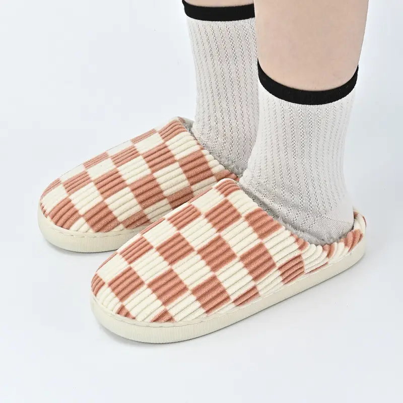 Amazon Internet red popular checkerboard cotton slippers spot non-slip thickened home classic plaid wholesale cotton shoes - Image 5