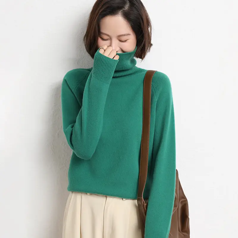 Women's 2025 Knitted Collar Sweater Brown Fleece Base - Image 3