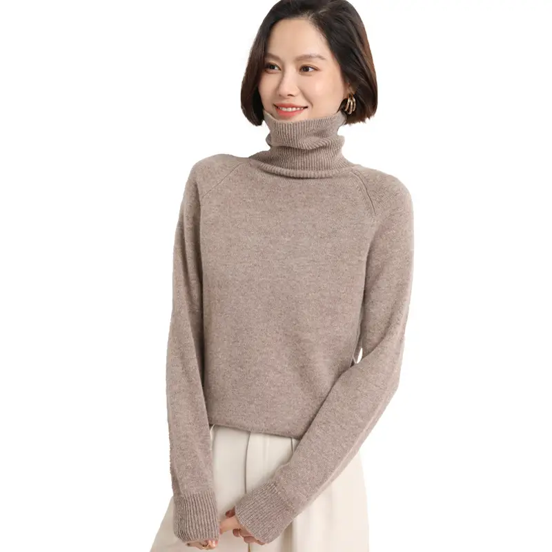 Women's 2025 Knitted Collar Sweater Brown Fleece Base - Image 11