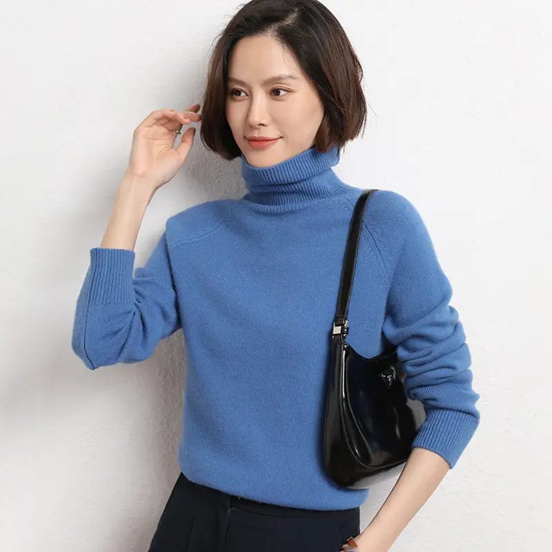 Women's 2025 Knitted Collar Sweater Brown Fleece Base - Image 2