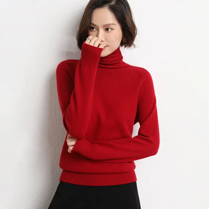 Women's 2025 Knitted Collar Sweater Brown Fleece Base - Image 5