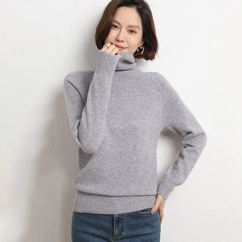 Women's 2025 Knitted Collar Sweater Brown Fleece Base - Image 6