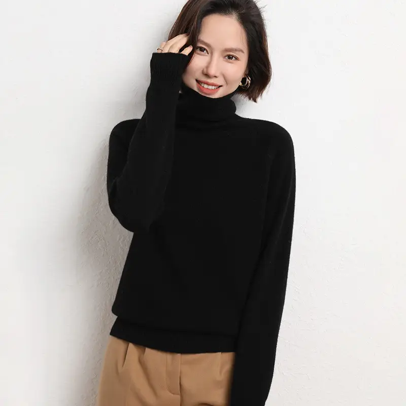 Women's 2025 Knitted Collar Sweater Brown Fleece Base - Image 7