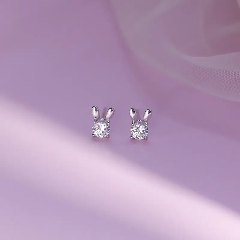Cute Rabbit Earrings Sparkling Diamond 2024 Trendy