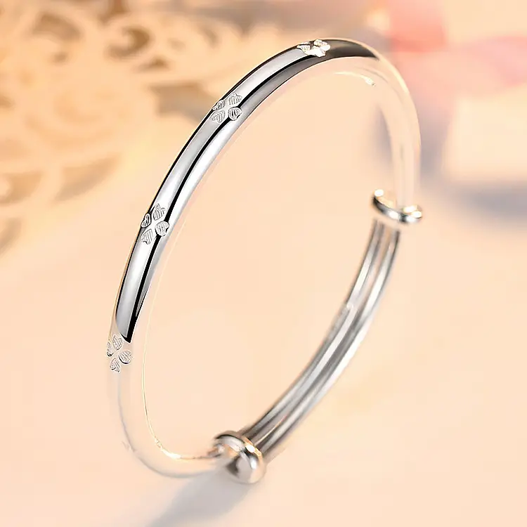 Pure Silver Four-Leaf Clover Bracelet for Women - Image 4