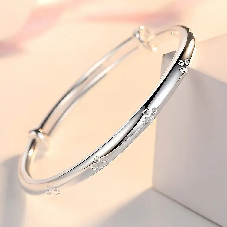 Pure Silver Four-Leaf Clover Bracelet for Women - Image 5