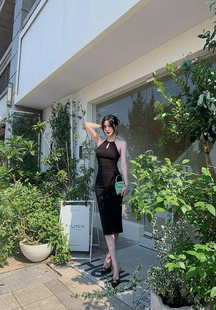 Black Off-Shoulder Slim Fit Dress with Tight Waist — feature 23