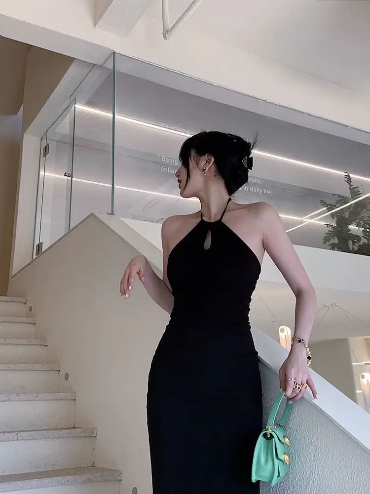 Black Off-Shoulder Slim Fit Dress with Tight Waist — feature 28