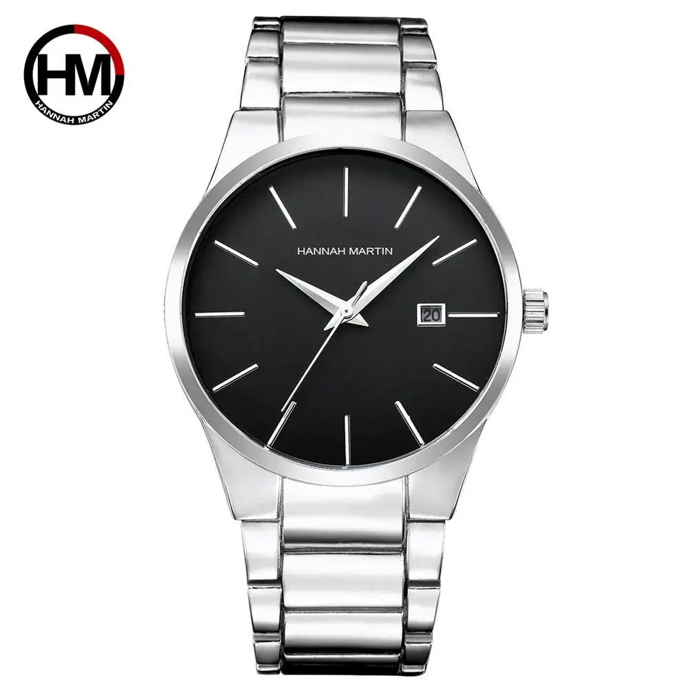 Hannah Martin Men's Quartz Watch with Red Dial & Stainless Strap