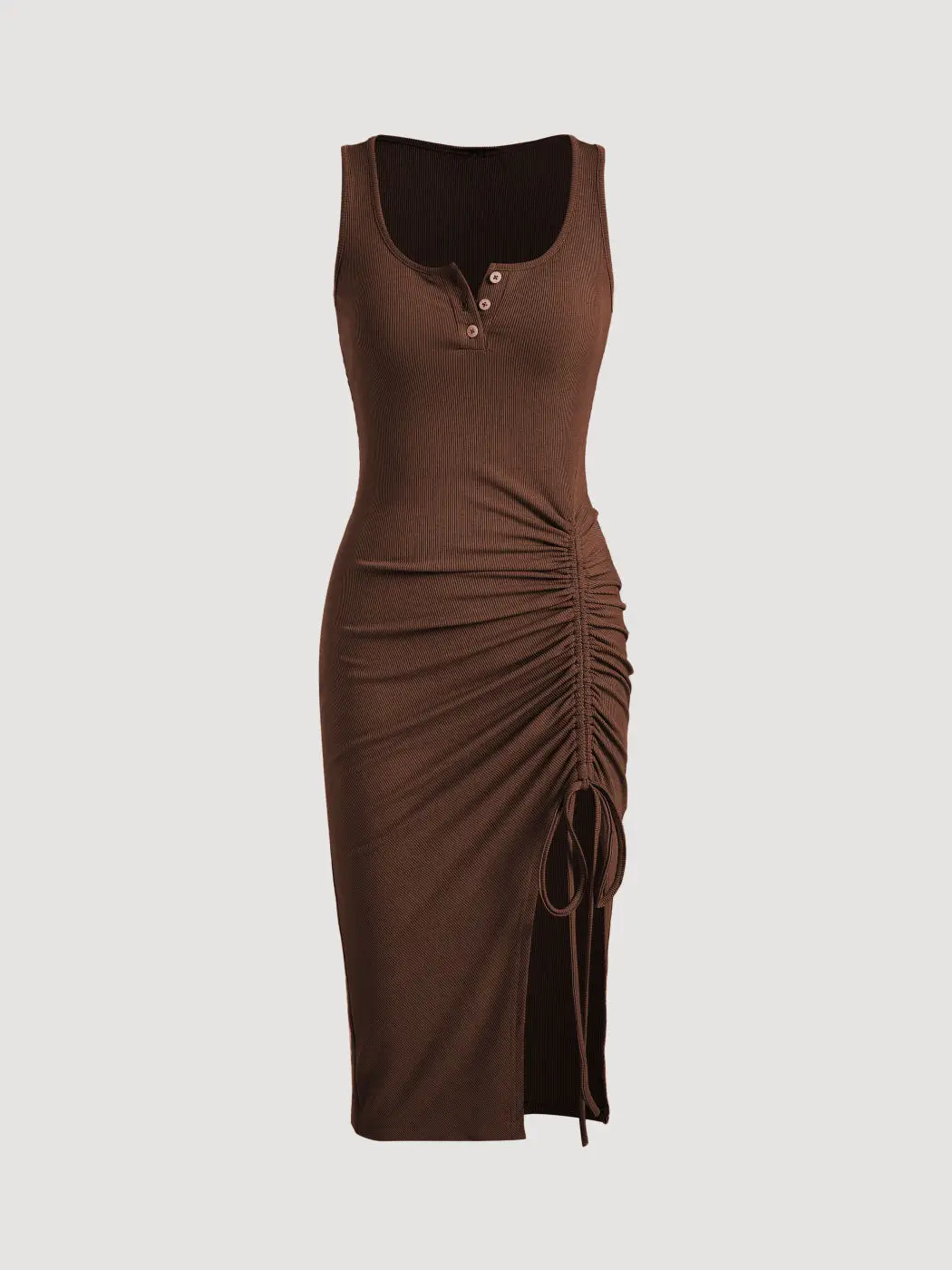 Brown Tight Fit Drawstring Skirt Dress
