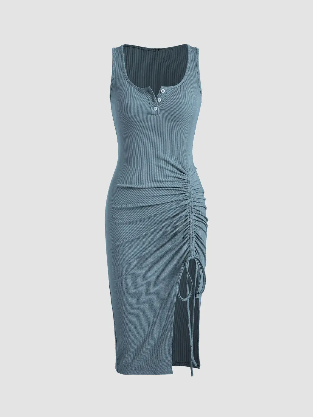 Brown Tight Fit Drawstring Skirt Dress