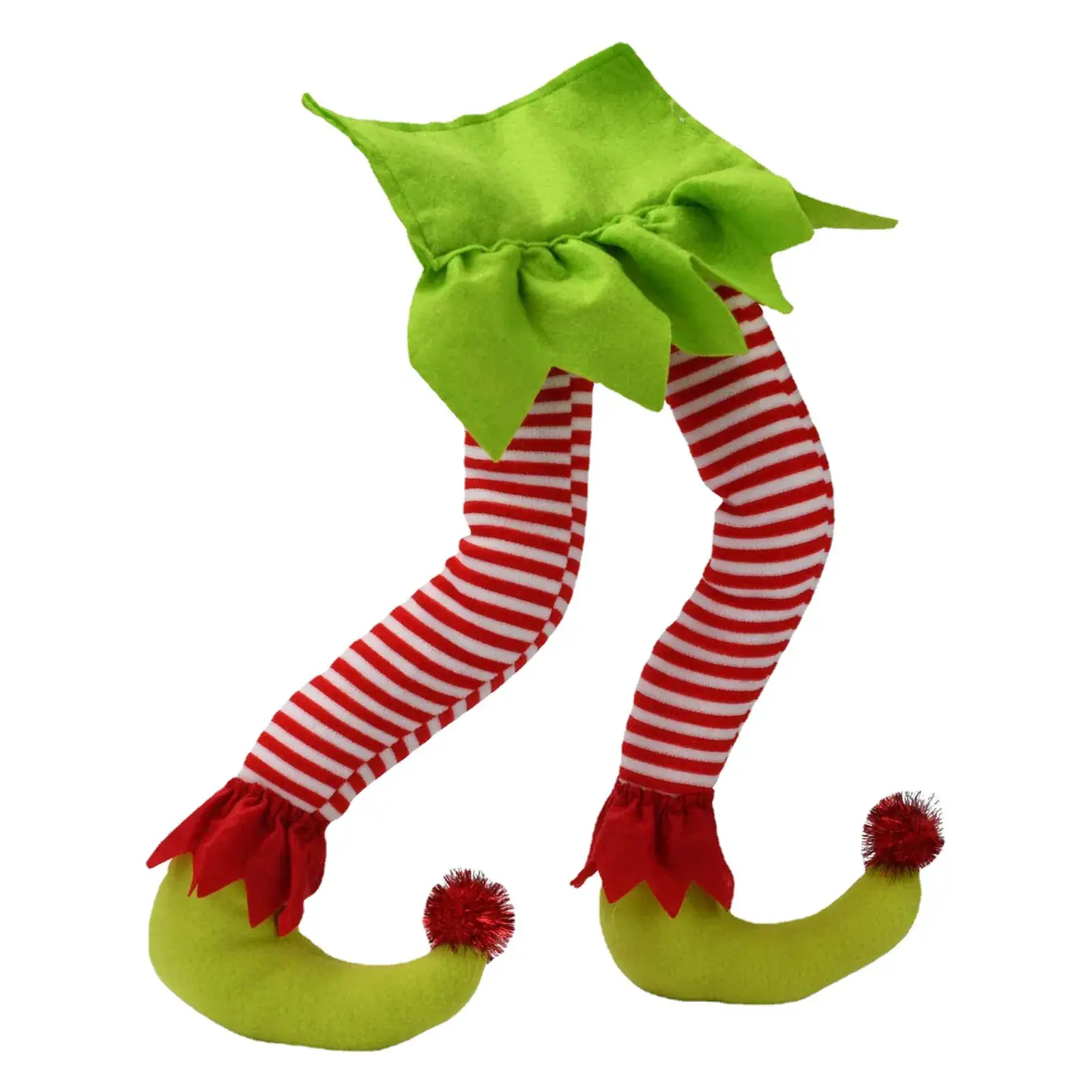 Christmas Elf Leg Dolls Green Red Striped - Image 6